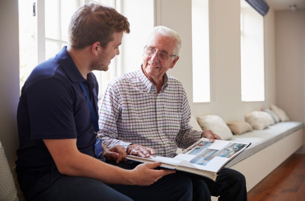 home health aide helping patient with loss of memory and abilities in new jersey and florida